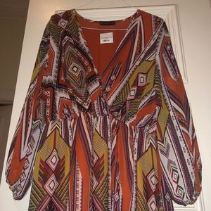 Colorful Geometric Long Sleeve Dress